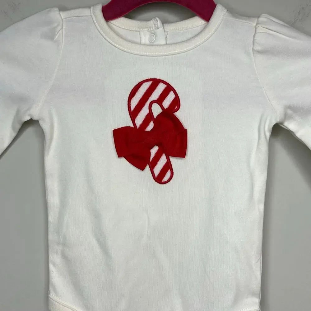 Gymboree Candy Cane Long Sleeve Bodysuit Size 0-3 Mon. NEW Christmas Holiday